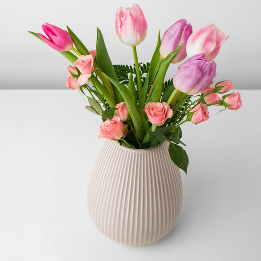 Vase With Tulips Roses